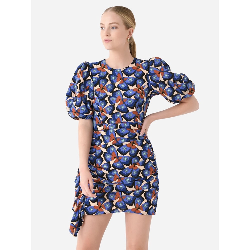 Rhode Pia Dress Butterfly Print Mini Puff Sleeve Size 6